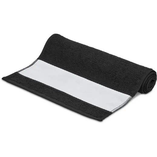 Eva & Elm Aldrin Sports & Hand Sublimation Towel Black Rolled